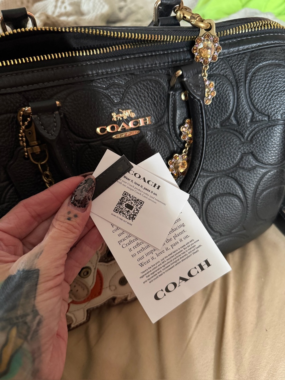 Coach Large Black Rowan Signature Leather Satchel. Charms not included - Picture 5 of 8